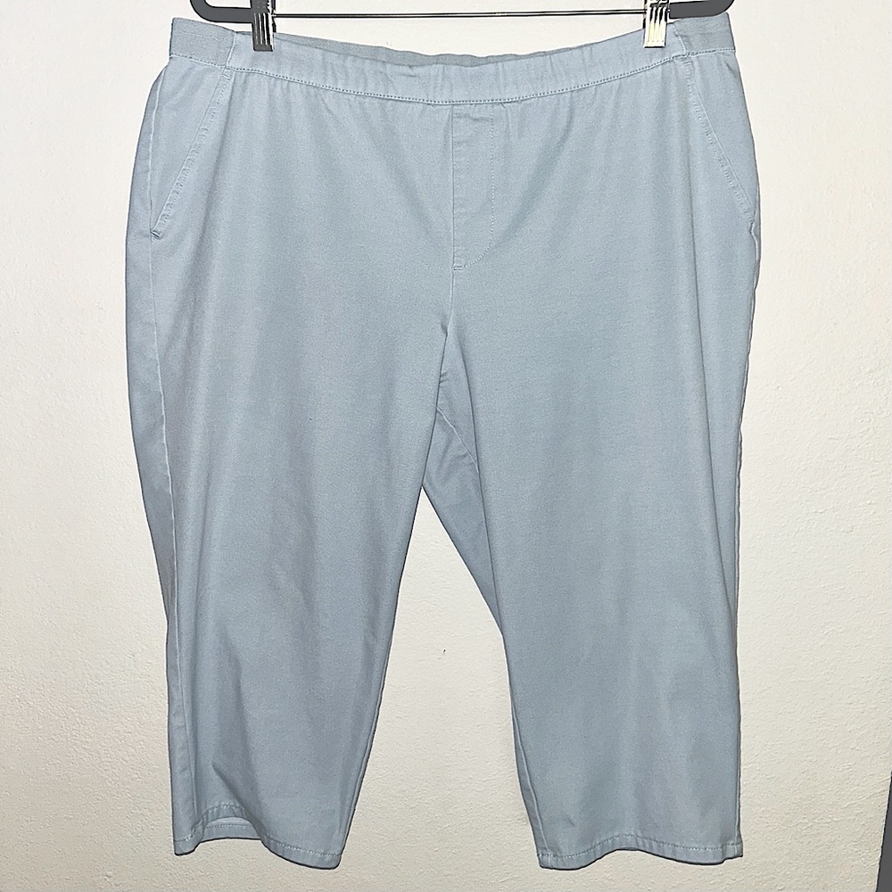 Halston Capri Pull-On Pants, 20W Petite, blue